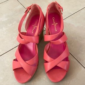 Cole Haan Wedged sandals Fushia Used once!